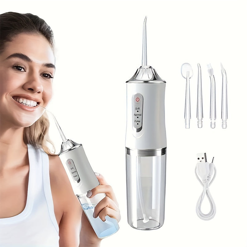 Smart Electric Water Flosser with Precision Pressure Control, 360° Rotating Nozzle - Deep Clean for Teeth & Gums, Replaceable Heads, USB Rechargeable Oral Irrigator for Home & Travel